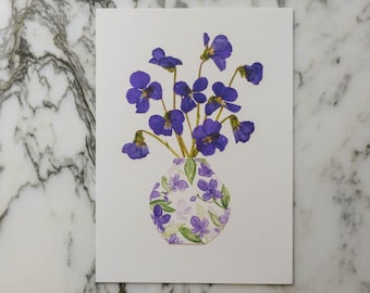 Little Flower Joys - Violet | Print reproduction artwork of pressed flowers | 100% cotton rag paper | Botanical art