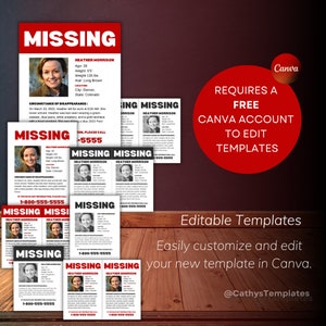 Missing Persons Poster Templates Missing Person Flyer Poster for Missing Person 8.5x11 Portrait and Landscape Law Enforcement Posters image 6