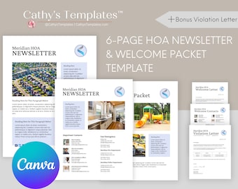 Szablon biuletynu i pakietu powitalnego HOA | Canva, 8,5x11 (pobranie cyfrowe)