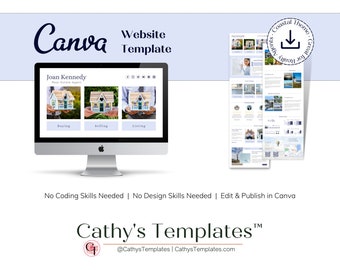 Real Estate Canva Website Landing Page Template Coastal Theme | One Page Website Template | Real Estate Landing Page | Simple Website Themes