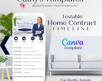 Home Contract Timeline Textable | Real Estate Agent Marketing Material | Realty Templates | Canva Templates | Realty Material & Resources