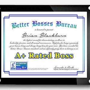 Funny Bosses Day Gift, Best Boss Award Certificate, Boss's Day Gift, Best Boss Gift, Gift for Boss, Awesome Certificate, Digital Print image 1