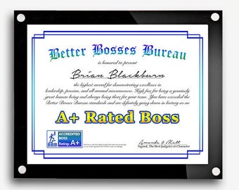 Funny Bosses Day Gift, Best Boss Award Certificate, Boss's Day Gift, Best Boss Gift, Gift for Boss, Awesome Certificate, Digital Print