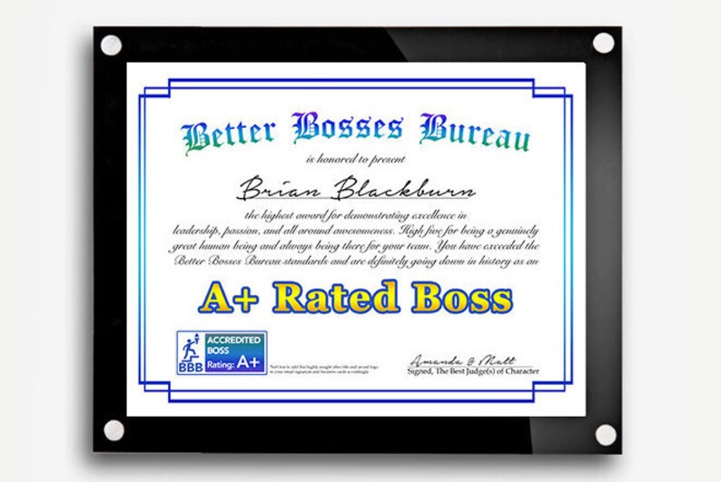 Funny Bosses Day Gift, Best Boss Award Certificate, Boss's Day Gift, Best Boss Gift, Gift for Boss, Awesome Certificate, Digital Print image 1