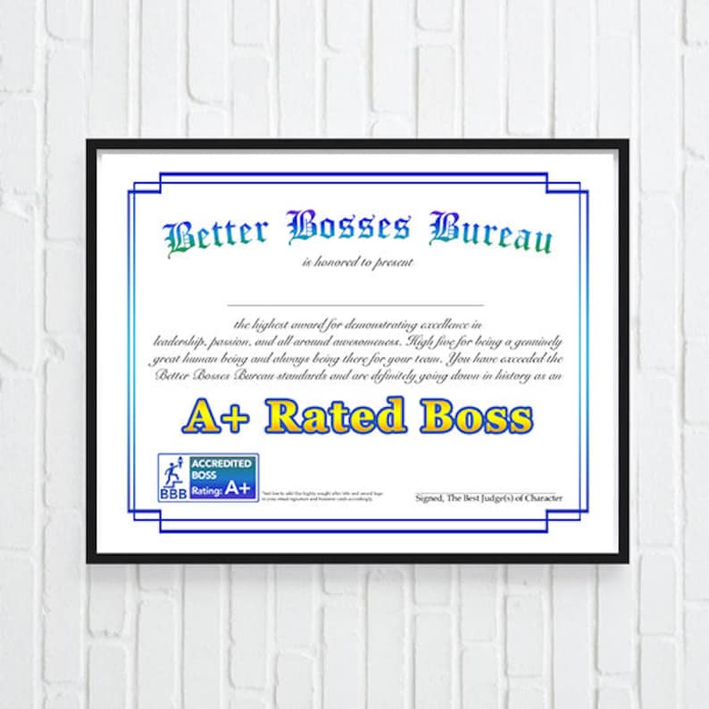 Funny Bosses Day Gift, Best Boss Award Certificate, Boss's Day Gift, Best Boss Gift, Gift for Boss, Awesome Certificate, Digital Print image 4