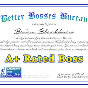 Funny Bosses Day Gift, Best Boss Award Certificate, Boss's Day Gift, Best Boss Gift, Gift for Boss, Awesome Certificate, Digital Print image 2