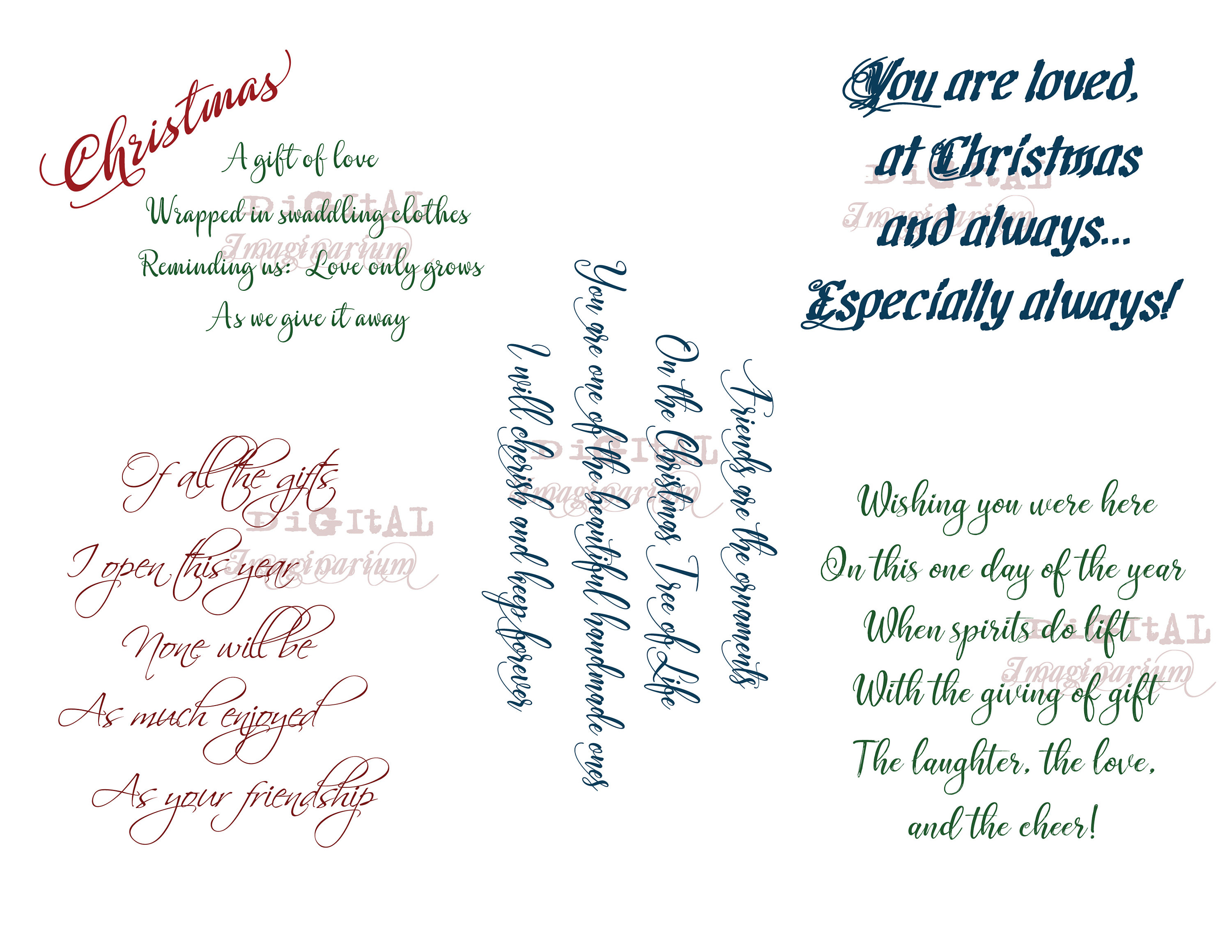 Printable Christmas Sayings, Sentiment Stamps, Instant Digital Download, Digi Stamps, Card 