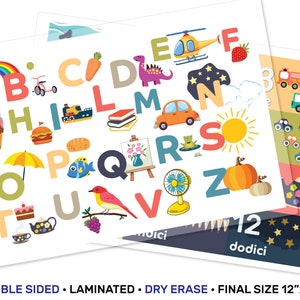 Italian Alphabet ABC & Numbers for Kids Educational Laminated Placemat