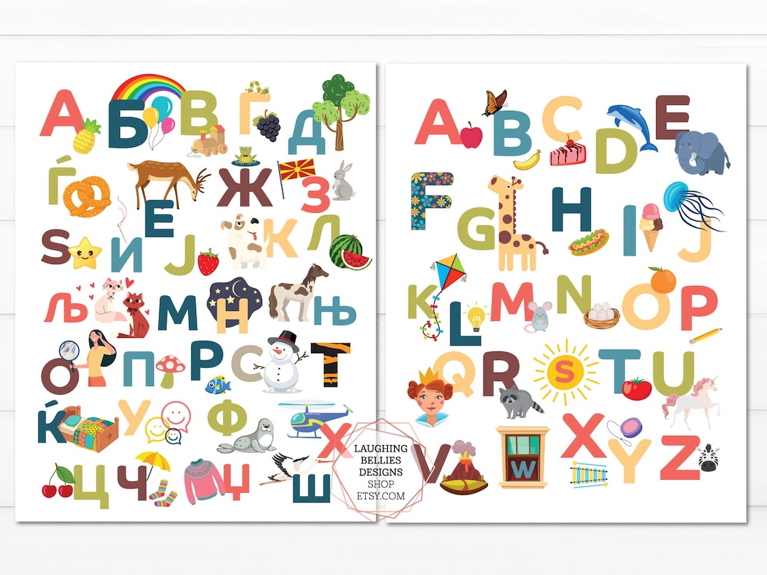 Macedonian Azbuka & English Alphabet ABC Posters for Kids Etsy