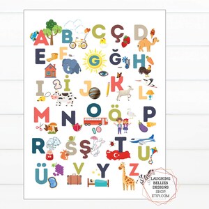 Turkish Alphabet Poster Children&#39;s Print | Türkçe Alfabe