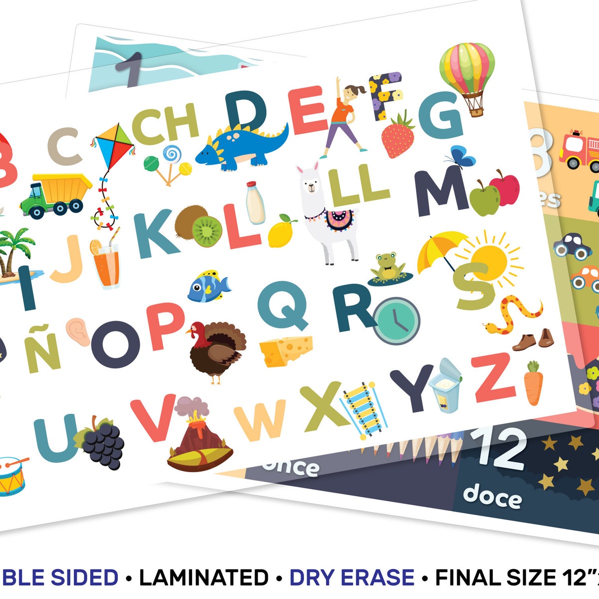 Spanish Alphabet ABC Kids Laminated Placemat