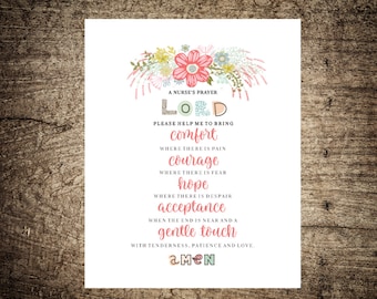 Christian Nurse's Prayer Print | Nurse Graduation Gift | Nursing Appreciation