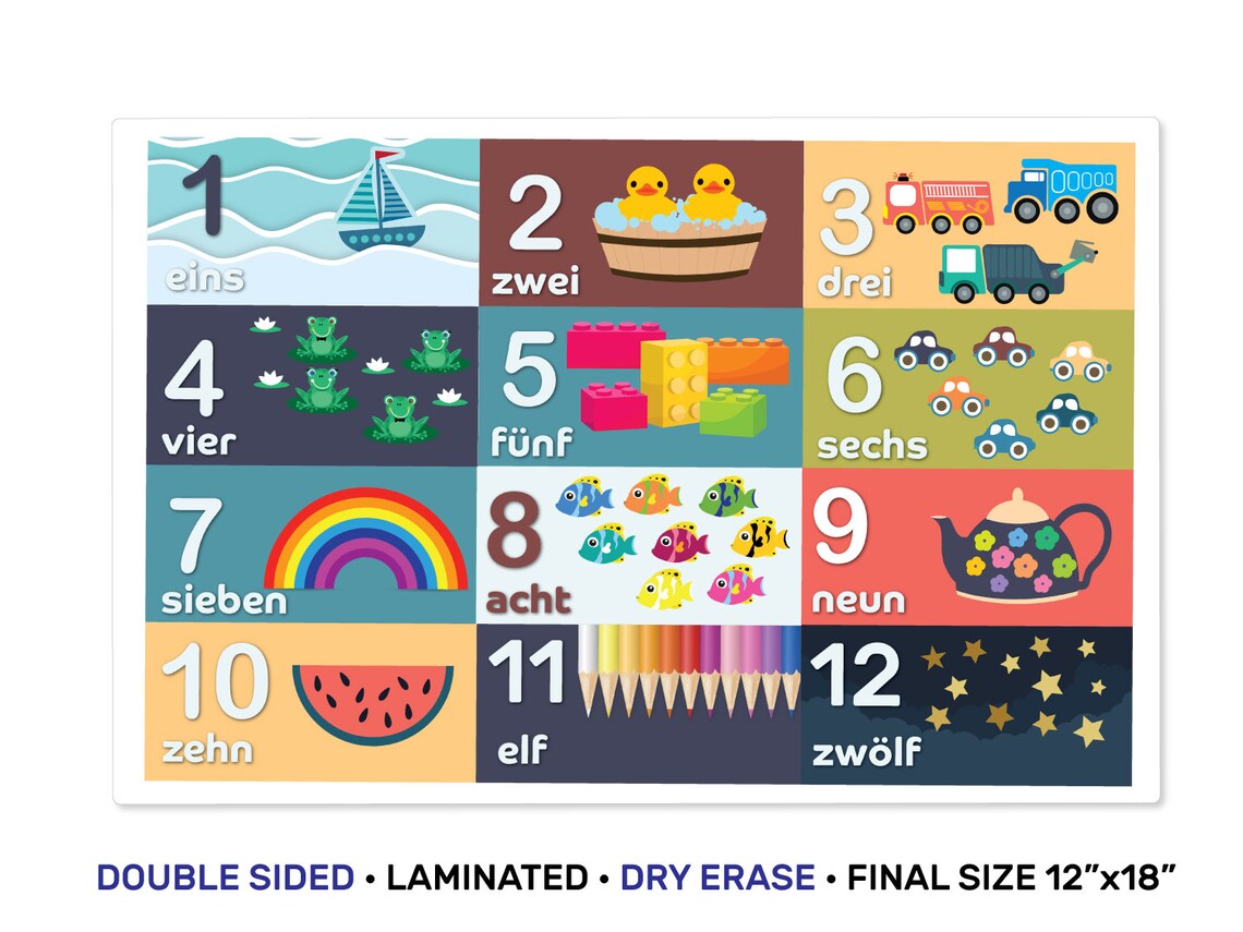 German Alphabet Kids Dry Erase Placemat With Pictures Kids Etsy