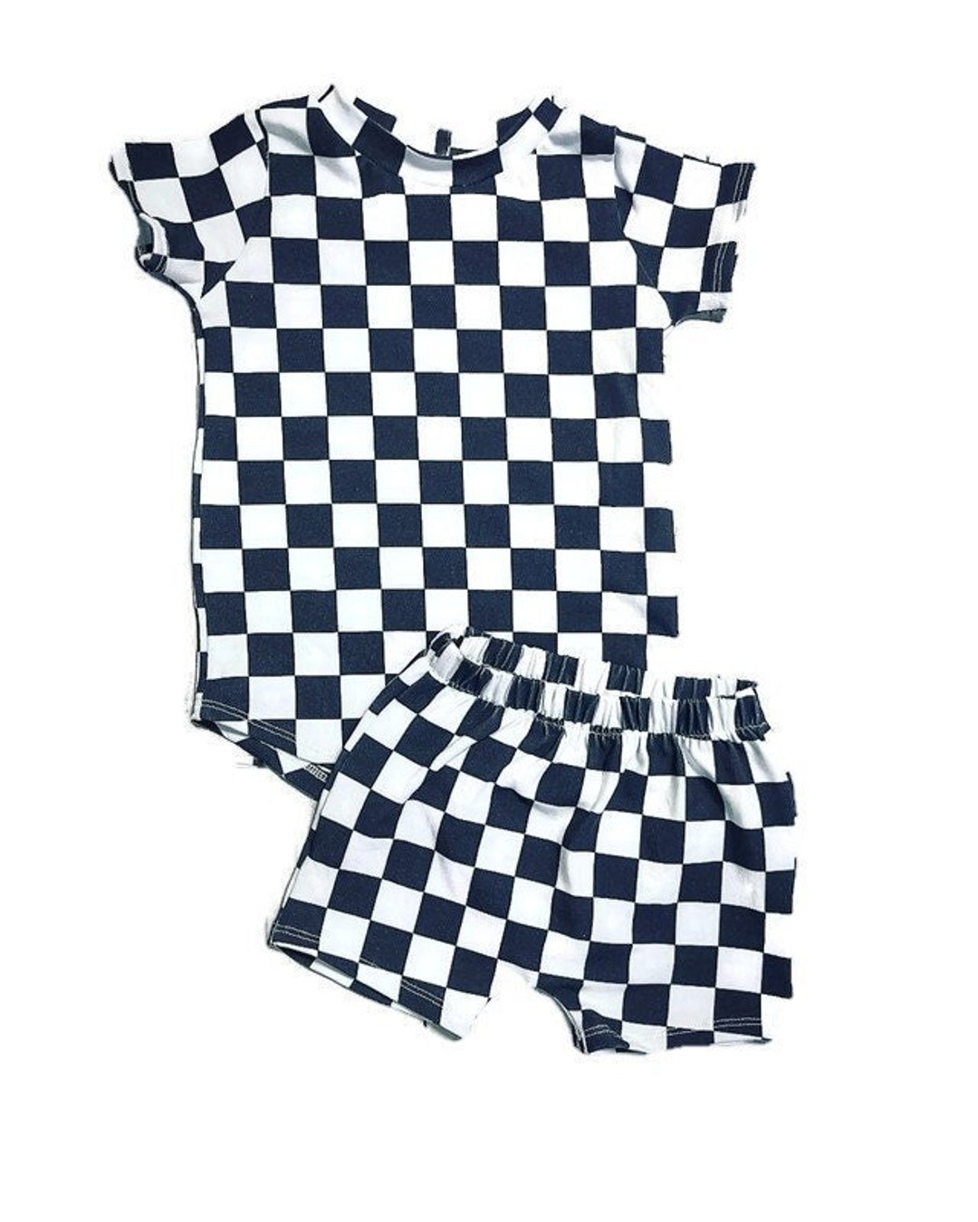 Black Checkered Boy Shorts, Checkered Tshirt, Toddler Boy Outfit, Race