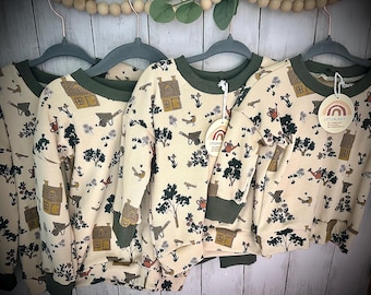 Organic Cotton Children's Sweater: Cottage Garden Print
