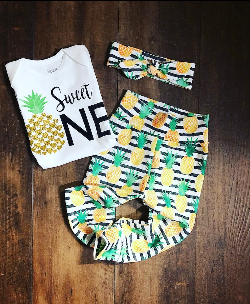 Sweet One Pineapple Theme First Birthday Outfit Baby Girl Etsy