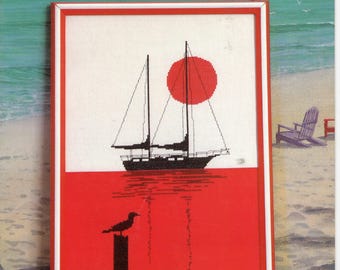 Livret de point de croix vintage _ On Sail _ Mary Ellen Designs _ Point de croix et couture comptés _ Bateaux