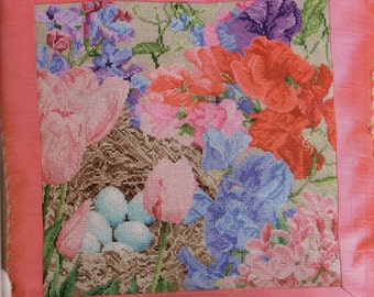 BLOOMING SPRING Pillow - Cross Stitch -X-Stitch- Chart- Pattern -Needlework