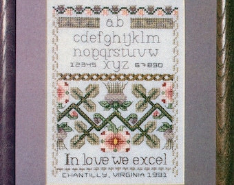 Vintage THISTLES & FLOWERS Mini Sampler Cross X-Stitch Stitch Chart Pattern Needle