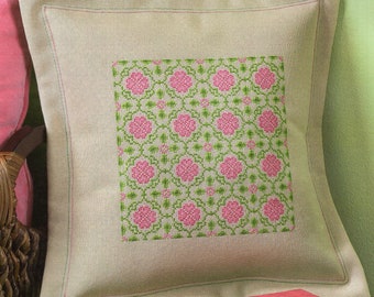 Bright Pink VALENTINE PILLOW Sampler - Cross Stitch Chart Pattern XStitch Needlepoint