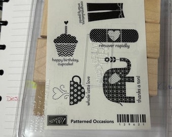 Novo Stampin UP aposentado! Conjunto de carimbos de montagem em madeira para ocasiões estampadas com 5_ Estampagem -