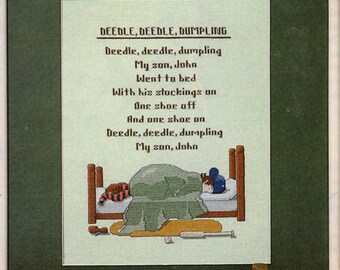 Beautiful Vintage Children's Deedle, Deedle, Dumpling Sampler- Rare Cross X-Stitch Stitch Chart Pattern Needle
