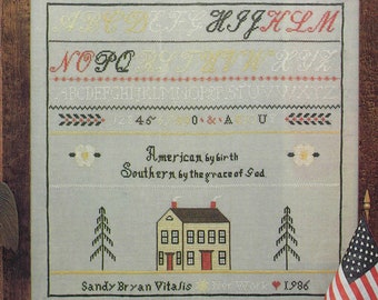 Beautiful Vintage Extra Large Southern Sampler- Rare Cross X-Stitch Stitch Chart Pattern Needle
