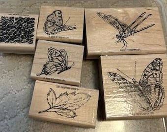 Retraitée 2005 Stampin up ! Lot de 6 tampons sur des ailes arachnéennes _ Estampage _ Papillon _ Libellule