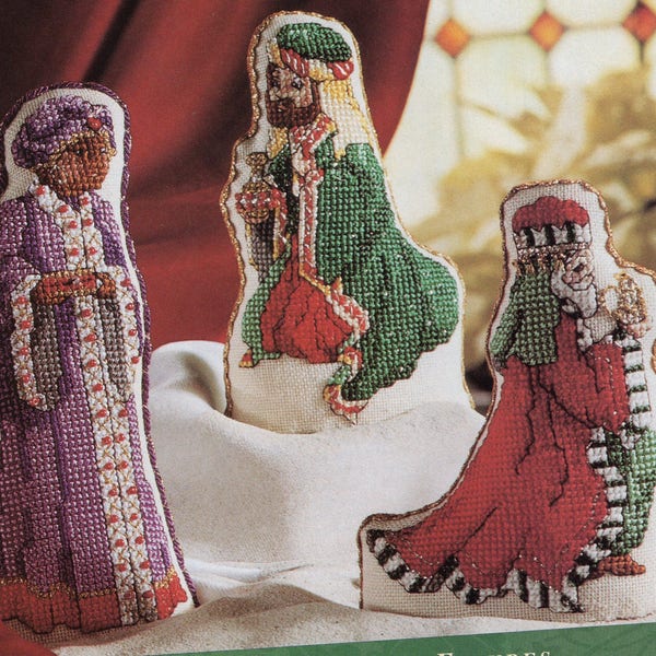 Vintage Nativity Figures - King Balthazar - Gaspar - Melchoir  Christmas Cross Stitch -X-Stitch- Chart- Pattern -Needlework