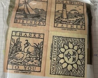 Novo Stampin UP! Conjunto de 4 carimbos de montagem em madeira para xilogravuras maravilhosas _ Estampagem