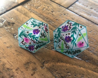 D20 Terrarium Dice Earrings DND