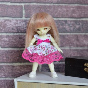 Rosa Blumen-Pico-Outfit [BJD 1/12 Pukipuki]