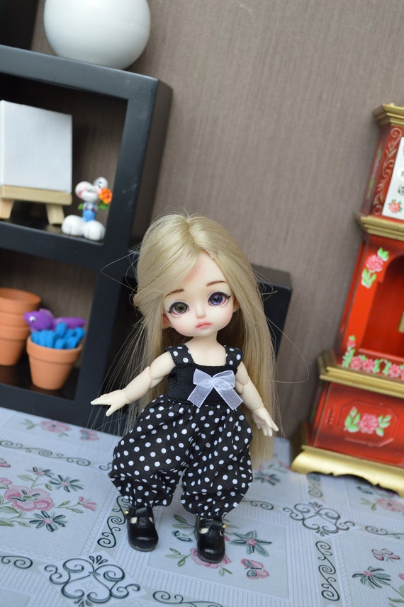 Overall Black Nelly With Small White Dots 1 8 Tiny Bjd Etsy