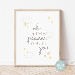 Adventure nursery wall art, Kids room decor, Travel Nursery quotes, Oh the places you&#39;ll go, Children playroom poster