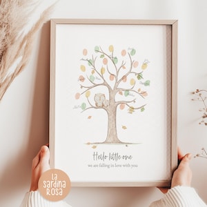 Woodland baby shower fingerprint Tree Guest book, Fall baby shower sign in poster, Printable Thumbprint Alternative guestbook