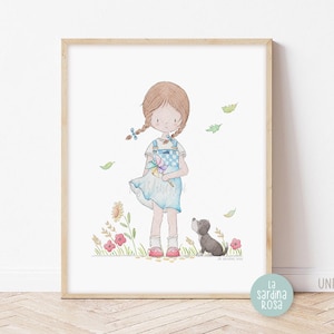 Girl nursery print, Wizard of Oz, Fairy princess wall art, Baby girl room decor, Dorothy illustration