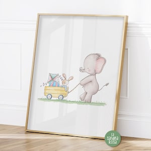 Stampa di elefanti per cameretta, decorazioni per camerette, stampe murali con elefanti, stampe di cuccioli, stampe di elefanti acquerellati, stampe murali per camerette