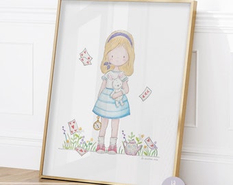 Girl nursery print, Alice in wonderland wall art, Baby girl room decor, Princess nursery wall art, Alice poster
