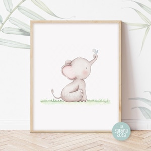 Elephant nursery print, Baby room decor, Elephant wall art, Baby safari animal art, Nursery prints, Watercolor Elephant