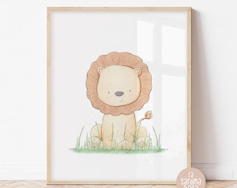 Impression bébé lion, art animalier Safari pour chambre de bébé, art mural lionceau, décoration pour chambre de bébé, décoration murale Safari, art pour chambre d'enfant