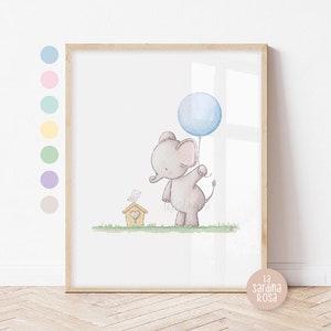 Elephant nursery art, Baby elephant prints, Safari animals nursery art, Watercolor elephant print