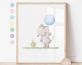 Elephant nursery art, Baby elephant prints, Safari animals nursery art, Watercolor elephant print
