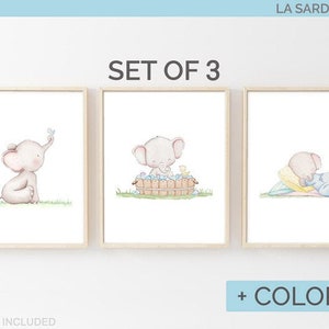 Elephant nursery art Set of 3 Poster Baby room wall art | Etsy