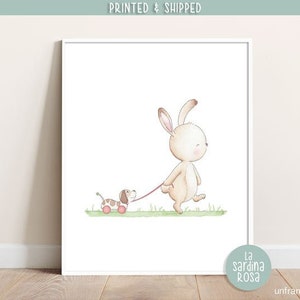 Baby bunny nursery wall art, Baby room print, Woodland nursery, Bunny print, Watercolor nursery decor, Baby room art.