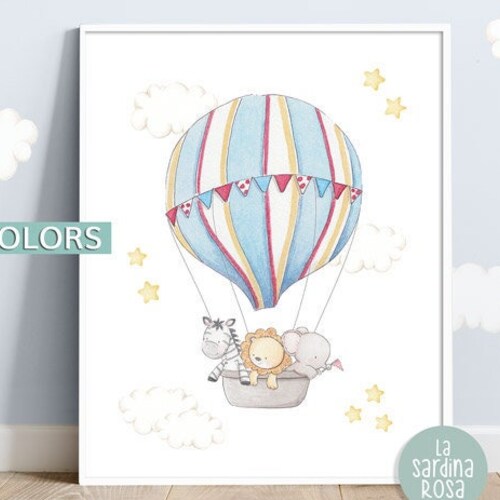 Hot Air Balloon Nursery Decor Nursery Wall Art Boys Print Etsy