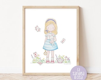 Girl nursery print, Alice in wonderland wall art, Baby girl room decor, Princess nursery wall art, Alice poster