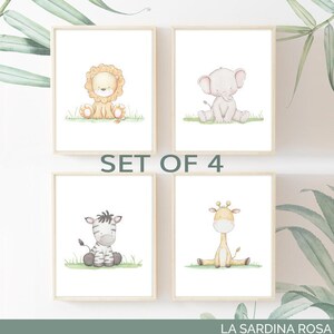 Lot 4 Affiches Animaux Savane Poster Chambre Enfant Deco Etsy