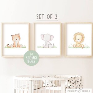 Jungle Nursery Wall Art, Set of 3 Prints, Safari Baby Animals Art ...