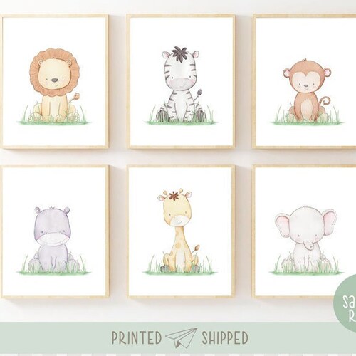 Jungle Nursery Wall Art Set of 3 Prints Safari Baby Animals Etsy