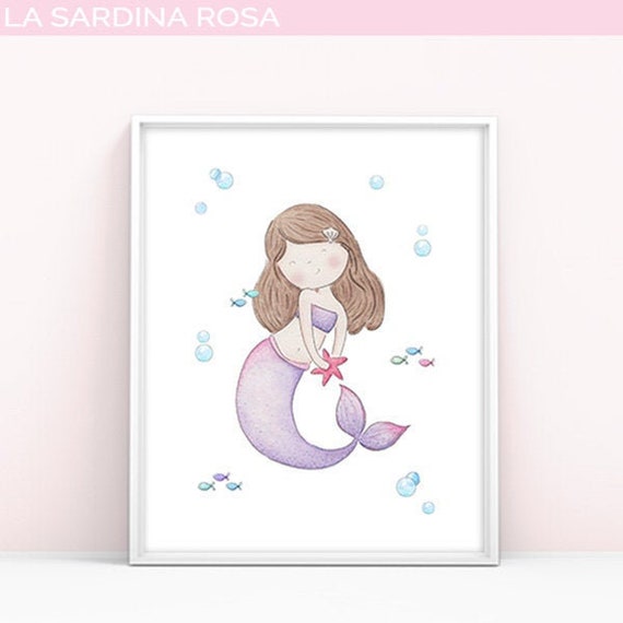 Affiche Chambre Fille Petite Sirene Illustration Enfant Etsy Affiche Chambre Fille Petite Sirene Illustration Enfant Etsy